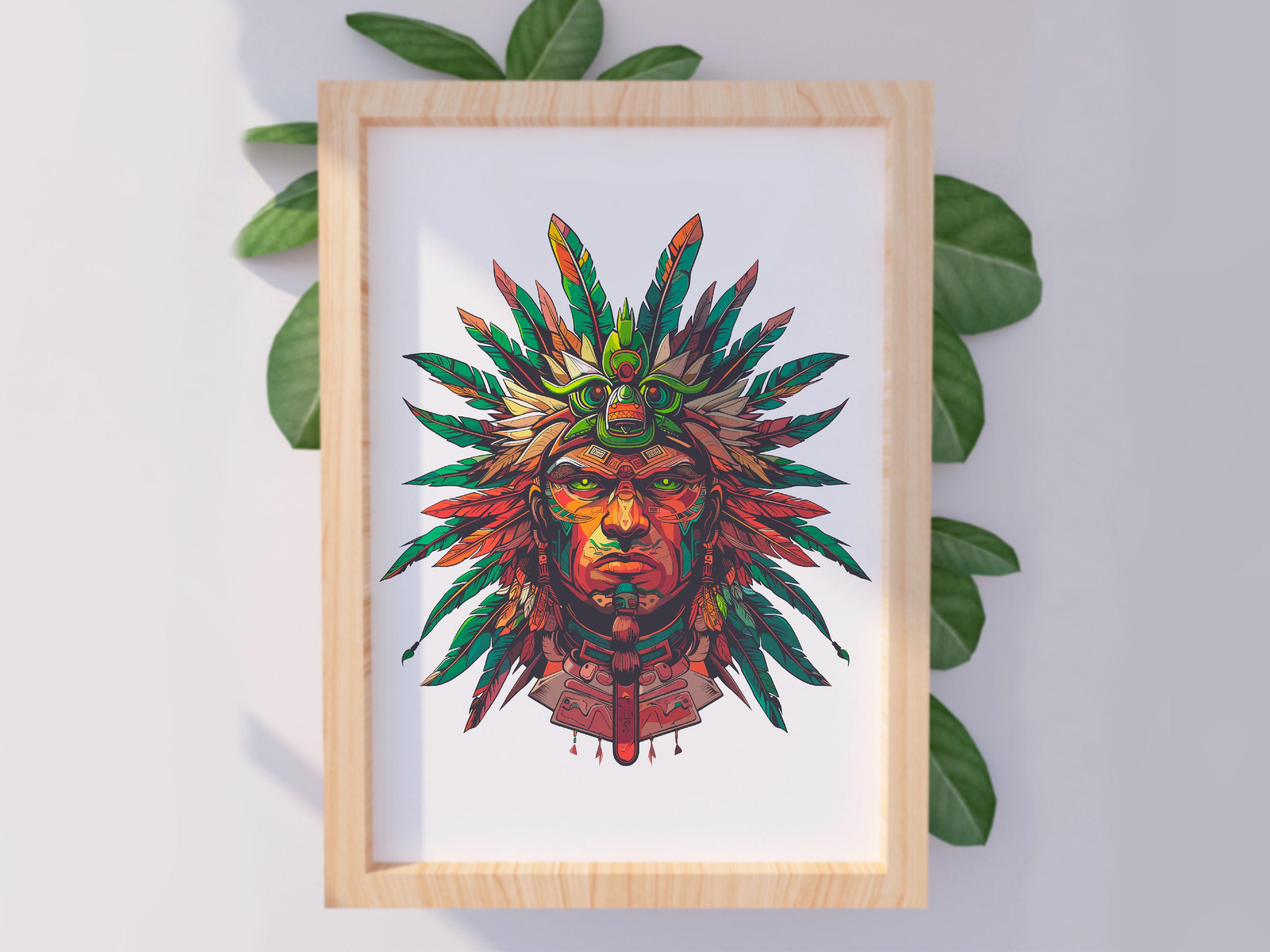 Aztec Warrior Clipart: Green Pattern Design (PNG Digital Download) - Etsy