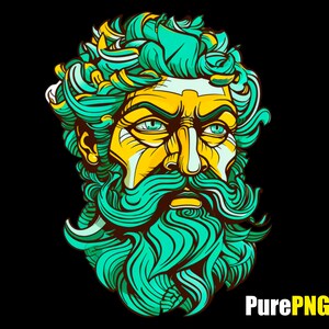 Greek mythology png Zeus png bold colors ancient greek clipart design of Zeus god art for commercial use and personal use