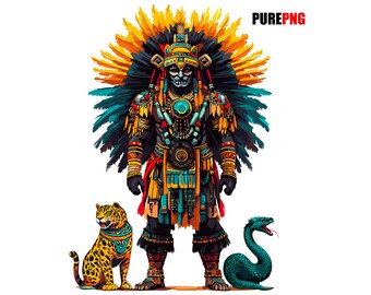 Clipart do Deus Asteca Tezcatlipoca: Design da Mitologia Asteca (Download Digital PNG)