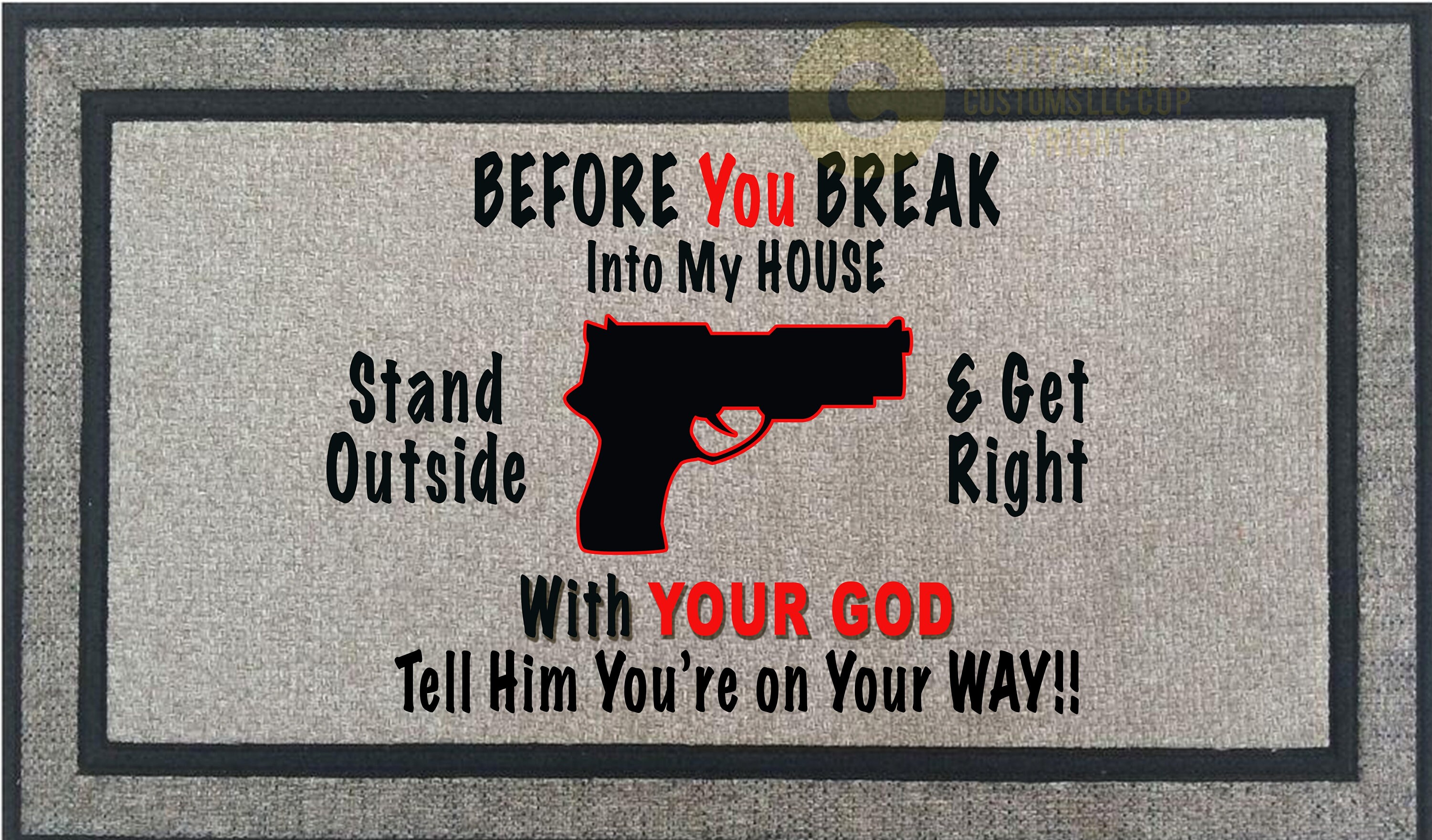 Custom Door Mat Funny Gun Law Theme Etsy