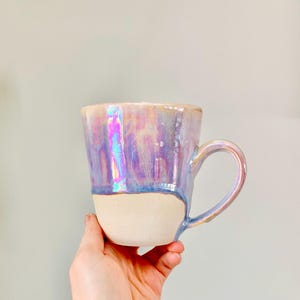 Made to Order Mug Iridescent Holographic Pastel Mug | Handmade Pottery | Rainbow Pottery Handmade Ceramic Mug | Colorful Mug | Food Safe