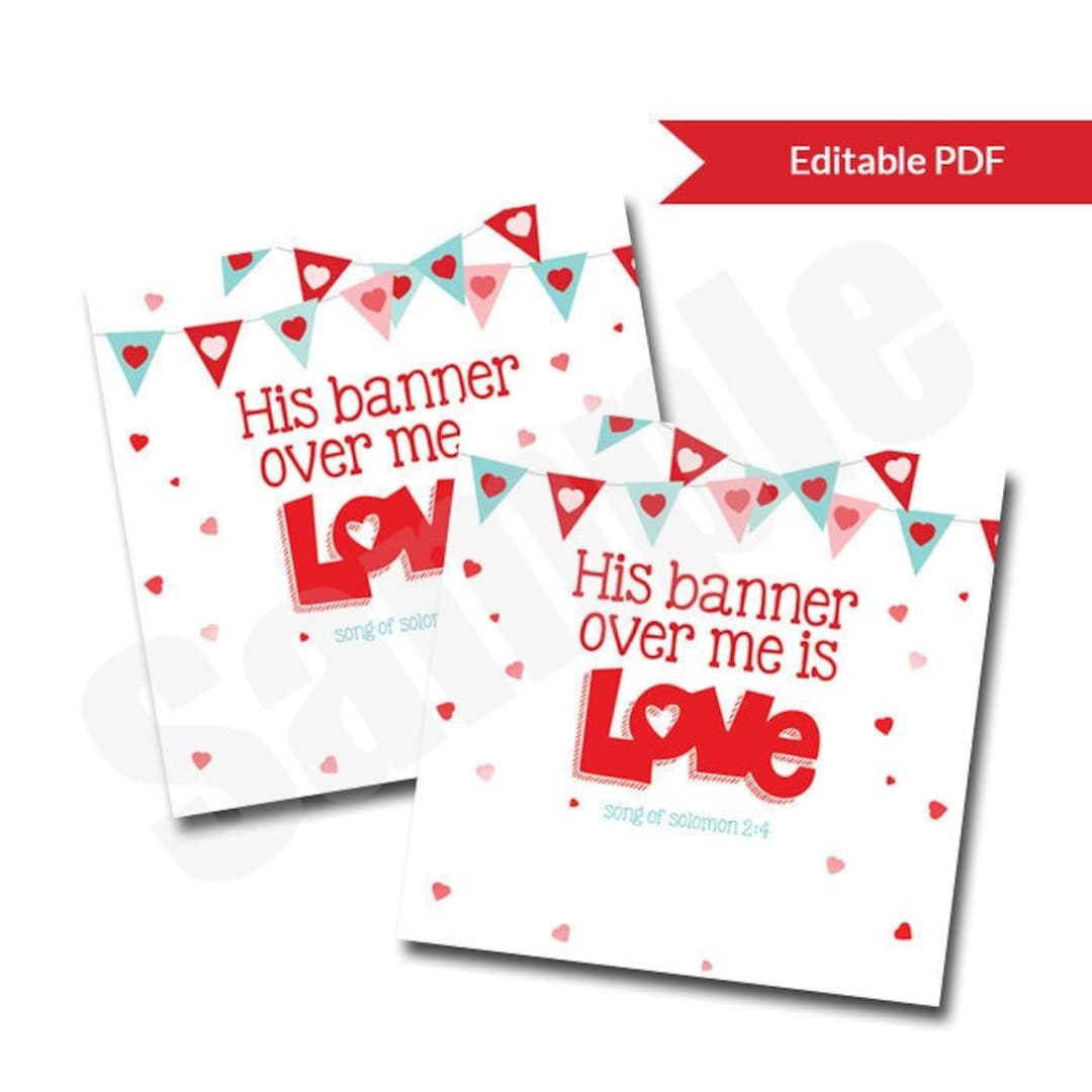 Printable Christian Valentine His Banner Over Me is Love Valentine's