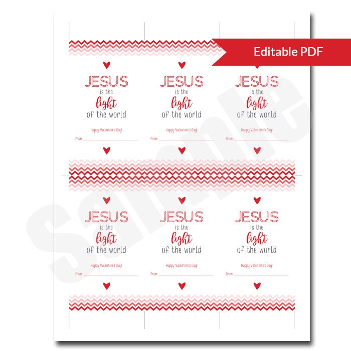 Printable Christian Jesus is the Light of the World Valentine's Day ...