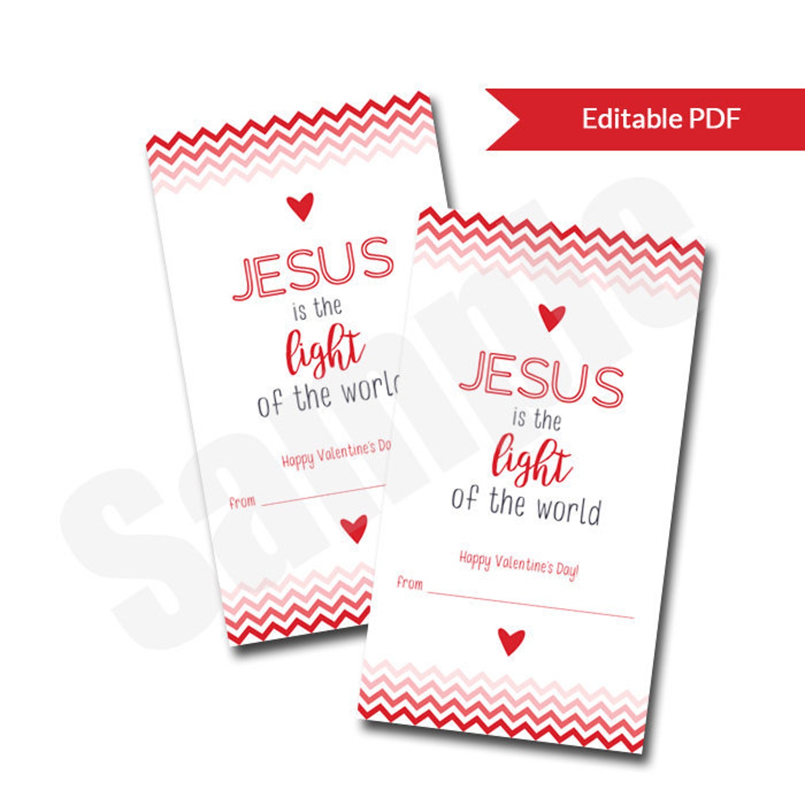 Printable Christian Jesus is the Light of the World Valentine's Day ...