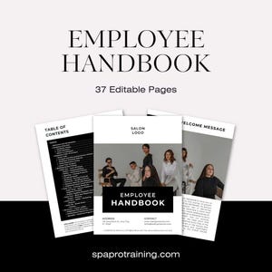 Editable Salon and Spa Customizable Employee Handbook 37 Page Template with Policies & Procedures Guide