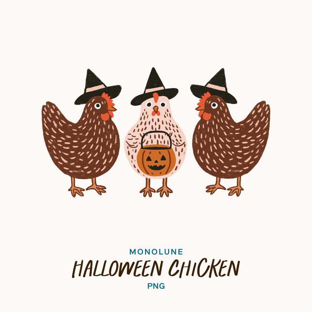 Cute Halloween Chicken Clipart PNG, Funny Farm Chickens With Witch Hats ...