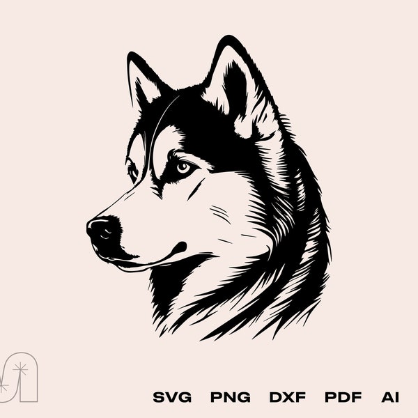 Siberian Husky Dog SVG + PNG, animal, dog breed, dog mom, svg file, silhouette, cricut cut file, dog clipart, print on demand