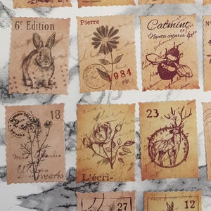 Stickerset | 23 Briefmarken Tiere und Pflanzen