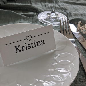 Minimalistische Tischkarten Hochzeit – Schwarz-Weiß Namenskarten – Elegante Platzkarten für Hochzeitsfeier – Personalisierbar personalisiert