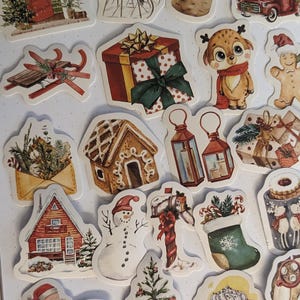 Stickerset | 23 Christmas Winterwonderland Sticker Weihnachten; Lebkuchenhaus, Schneekugel; Weihnachtsbaum, Rentier, Weihnachtsmann