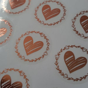 Stickerbogen | 20 rosegoldene Herzen auf transparentem Hintergrund