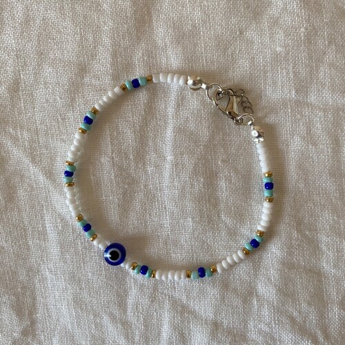 18k Gold Filled Blue Evil Eye Bracelet Stacking Bracelet Red Etsy