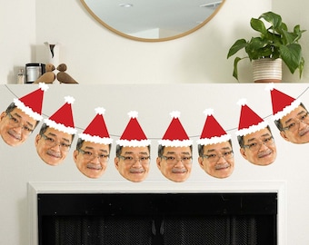Santa Hat Face Banner, Personalized Decoration for Holiday/Christmas Parties - High Quality