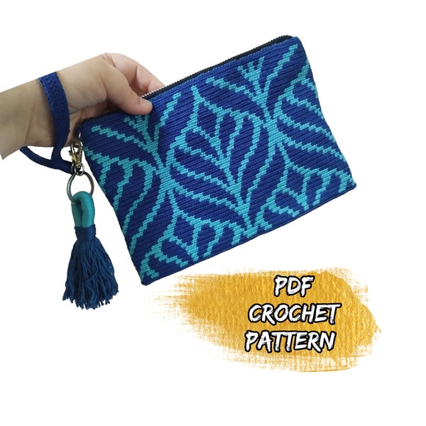 Tapestry Crochet Mochila Bag, Crochet Pattern, Tapestry Crochet Patter, PDF file, Wayuu mochila bag pattern, Zipper Pouch