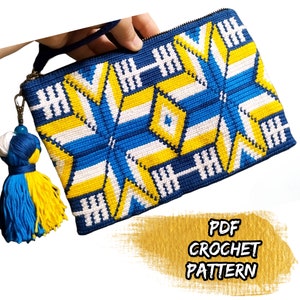 Tapestry Crochet, Crochet Pattern, Mochila Bag, Tapestry Crochet Patter, PDF file, Wayuu mochila bag pattern, Zipper Pouch