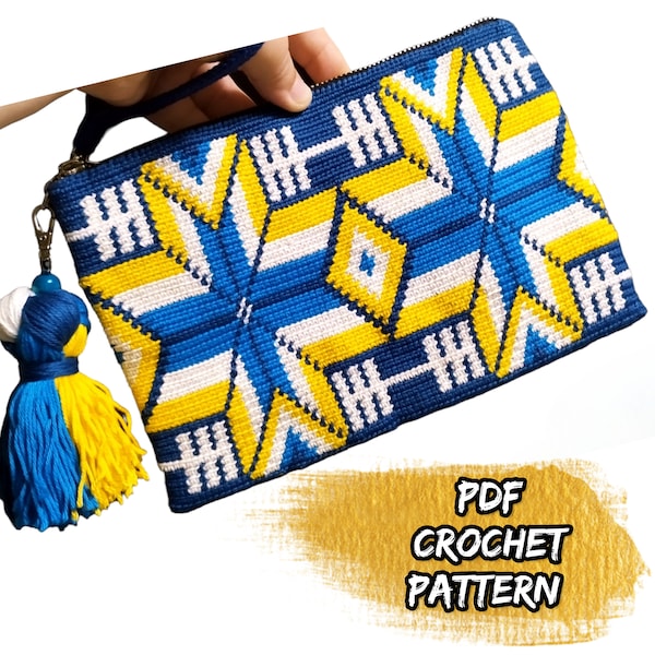 Tapestry Crochet, Crochet Pattern, Mochila Bag, Tapestry Crochet Patter, PDF file, Wayuu mochila bag pattern, Zipper Pouch
