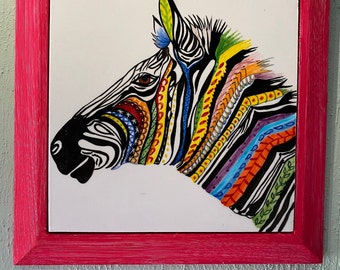 Large ceramic tile painting by Y 39 cm Ginther Tananarive Decor Bergers and Zebu 50s 60 Crafts Madagascar Height