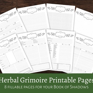 Pagina del grimorio delle erbe stampabile (download digitale Green Witch/Libro delle ombre, include Materia Medica, aromaterapia, giardinaggio, ricette)