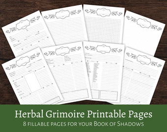 Printable Herbal Grimoire Page (Green Witch/Book of Shadows / Digital download)