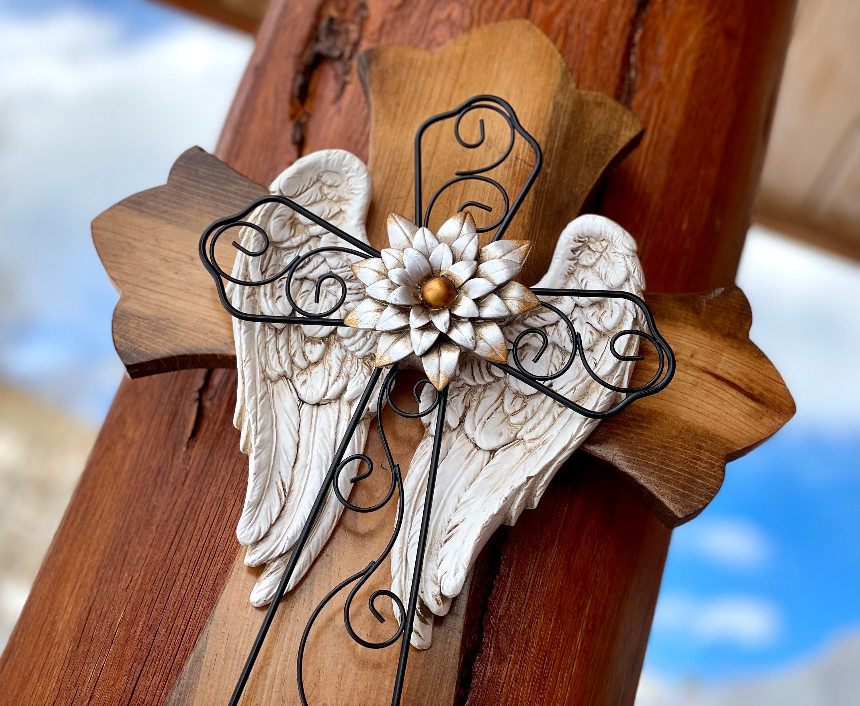 MY CROSS Wooden Pocket Cross, Angel Designs