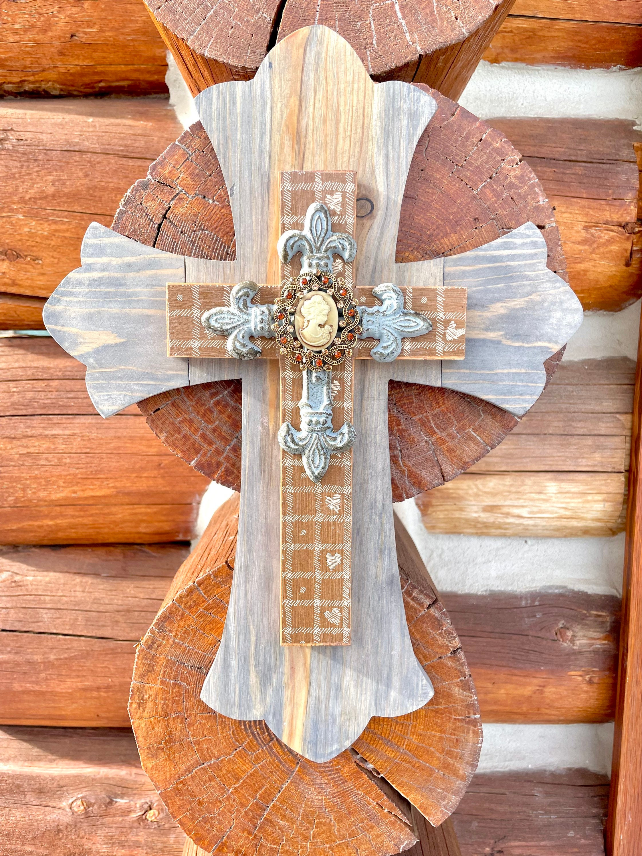 Wall Cross Heart Cross Antique Cross Cameo Cross Hanging - Etsy