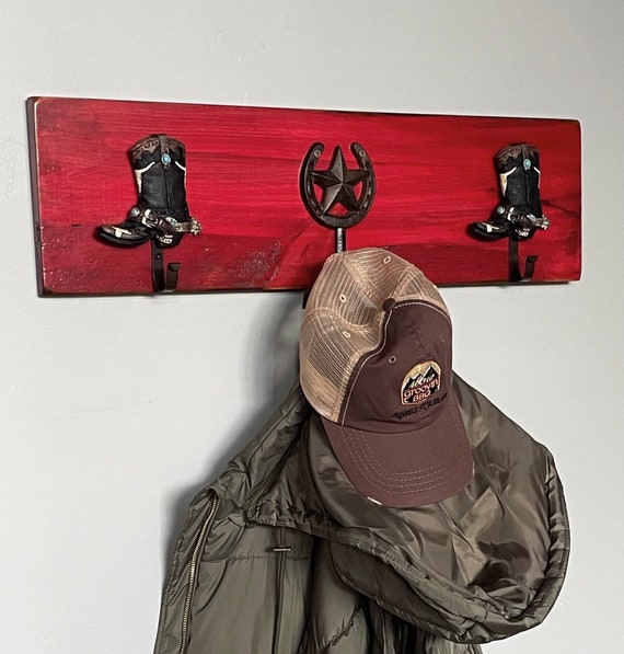 Coat Rack Hat Rack Western Coat Rack Farmhouse Decor Rustic Wall Coat Rack Reclaimed Wood Wooden Coat Rack Cowboy Boots Coat Hooks Etsy
