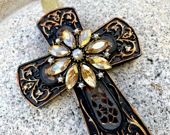 Wall Cross, Fleur-De-Lis Cross, Rhinestone Cross, Christian Decor, Cross, Pearl Cross, Black Cross, Scroll Cross, Mosaic Cross, Gold Cross