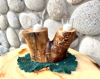 Log Candle Holder, Reclaimed Wood Candle Holder, Candle Holder, Wood Candle holder, Tree Candle Holder, Candle, Votive Candles, Handmade