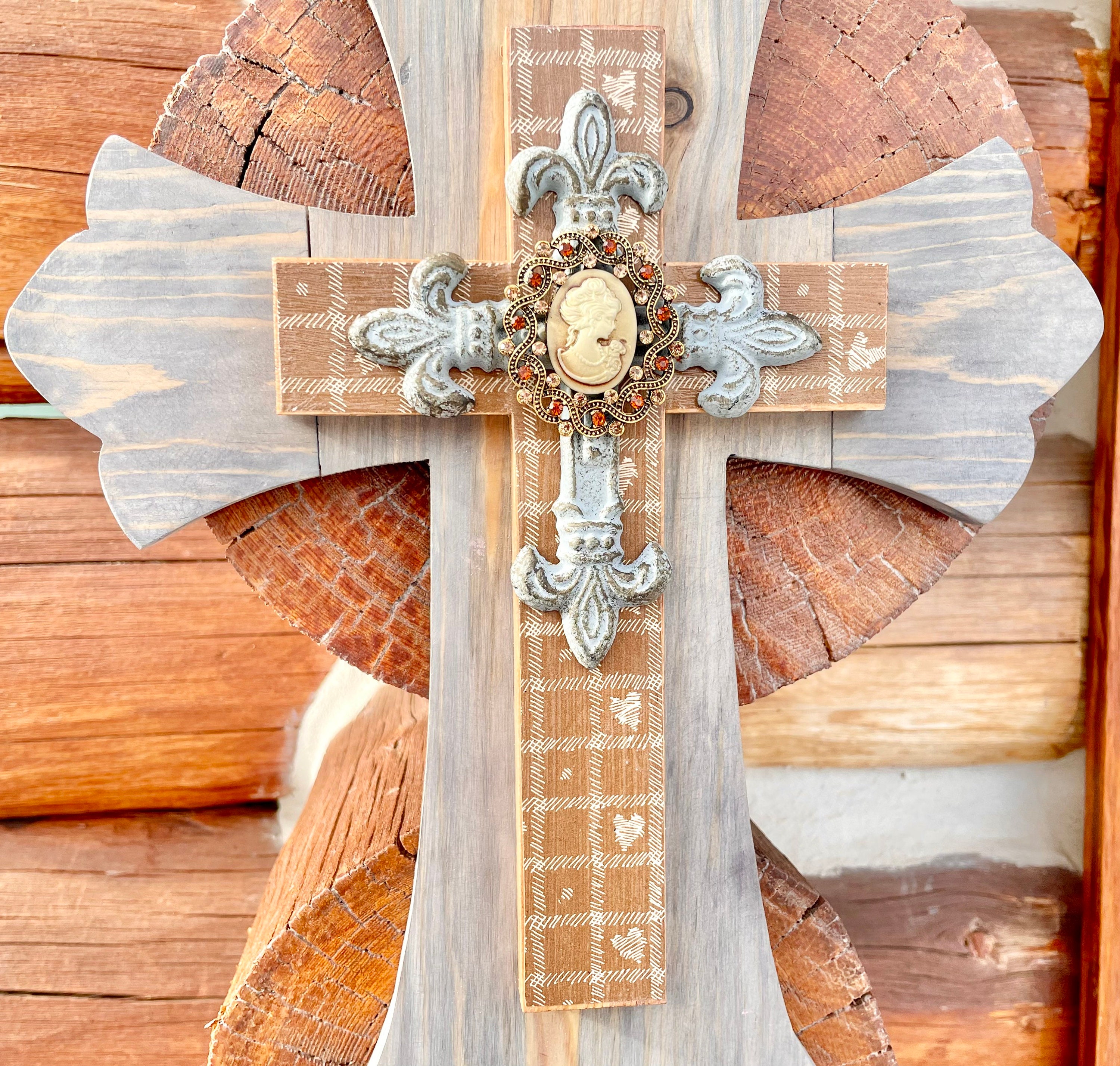 Wall Cross Heart Cross Antique Cross Cameo Cross Hanging - Etsy