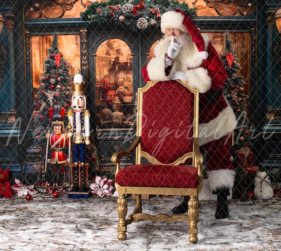 Santa digital Backdrop, Christmas Backdrop, santa overlay, digital download, santa chair, composite