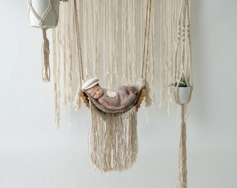 Newborn digital Backdrop swing, Newborn boho macrame swing, Newborn Background, Digital Newborn swing prop, boho eucalyptus swing