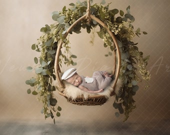 Newborn eucalyptus swing, Newborn Background, Digital backdrop, Digital Newborn swing prop, greenery swing