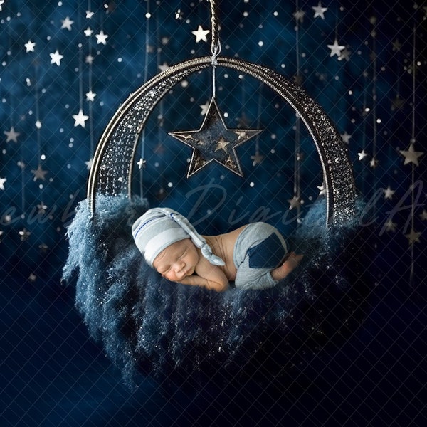 Newborn star Backdrop, Newborn digital backdrop, Digital Prop, Digital Newborn swing prop, twinkle little star