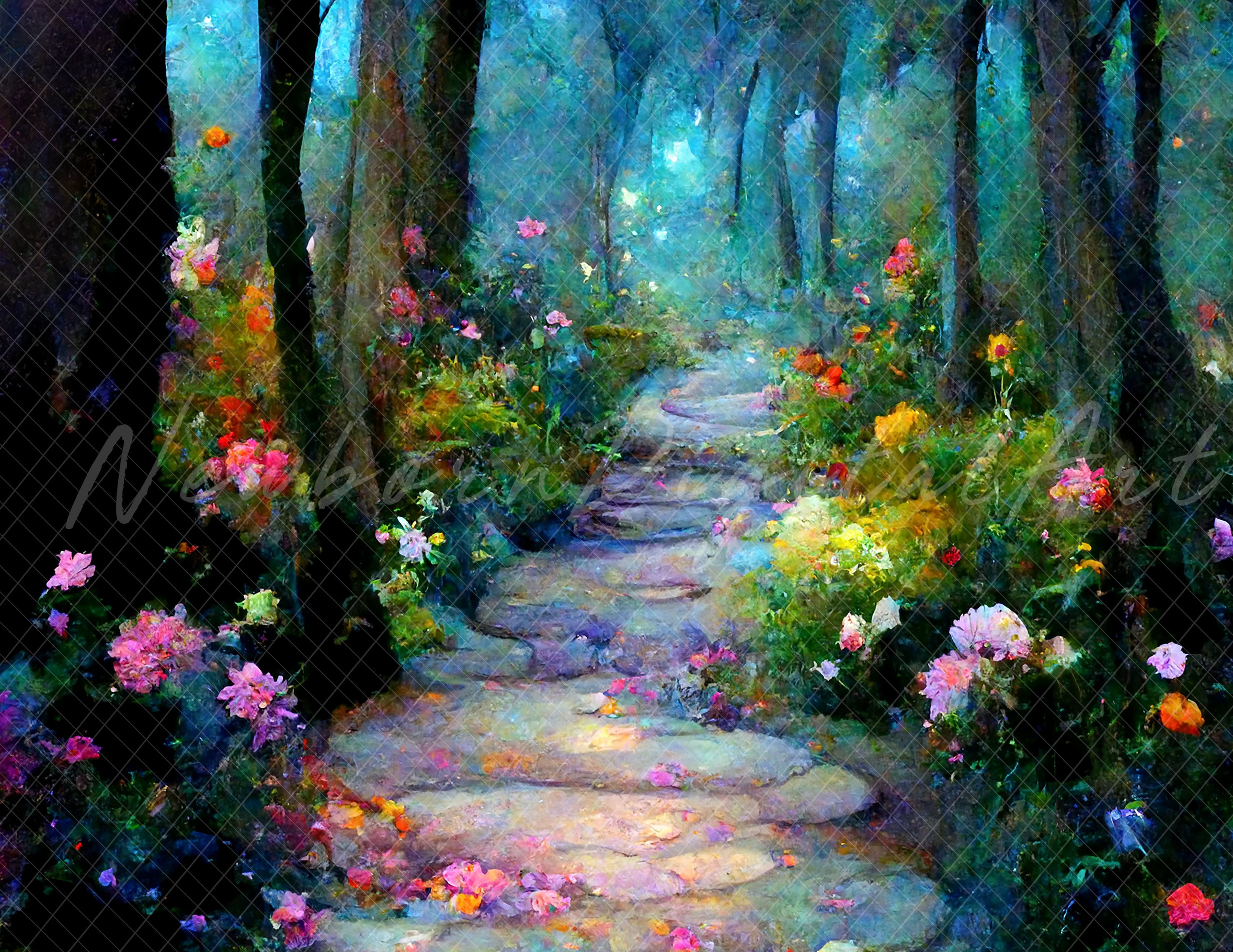 Magical Forrest Backdrop, woodland Backdrop, fairy Background, Digital backdrop, printable backdrop, fine art backdrop, enchanted
