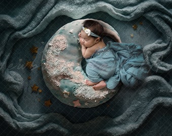 Newborn Moon pillow Backdrop, Newborn Digital Backdrop, Newborn Background, Digital Prop, Digital Newborn Prop, moon Prop, moon and stars