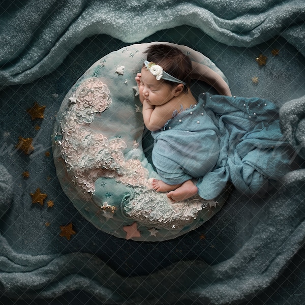 Newborn Moon pillow Backdrop, Newborn Digital Backdrop, Newborn Background, Digital Prop, Digital Newborn Prop, moon Prop, moon and stars