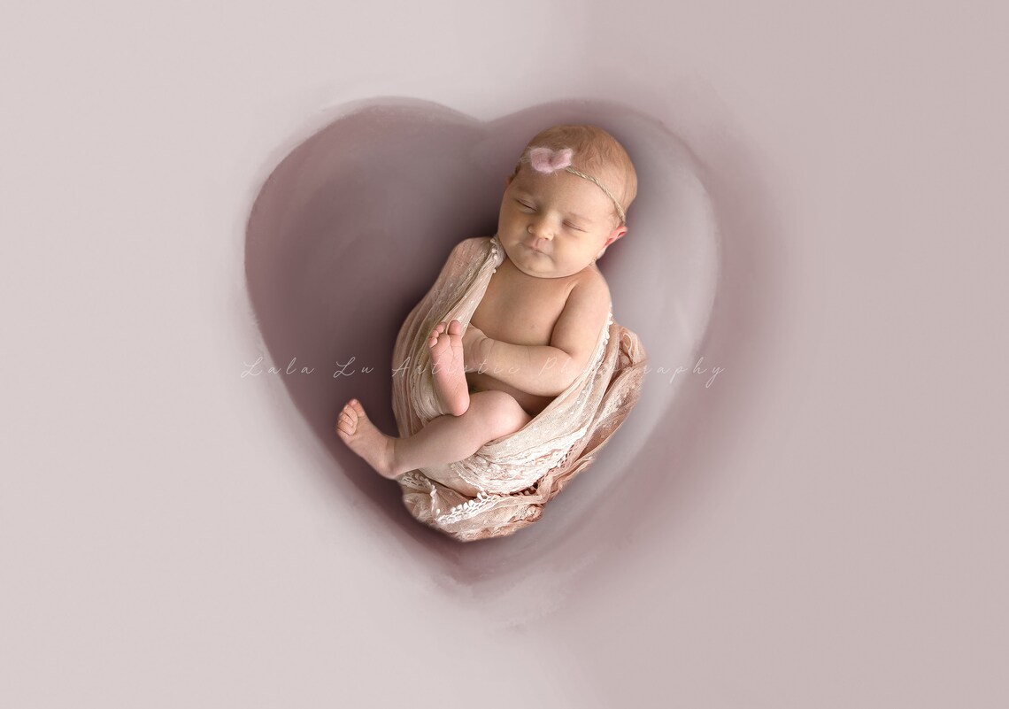Newborn Pink Digital Heart Newborn Digital Backdrop Digital Etsy