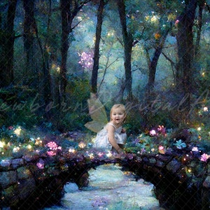 Fairy Backdrop, woodland Backdrop, fairy Background, Digital backdrop, printable backdrop, fine art backdrop, fairy bridge