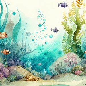 Bajo el telón de fondo del agua, telón de fondo del océano, fondo digital, telón de fondo imprimible, telón de fondo de sirena, telón de fondo de peces, bajo el mar