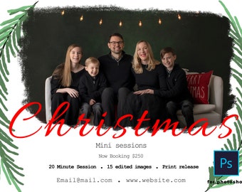 christmas mini session template, photography marketing, holiday mini template, mini session marketing board