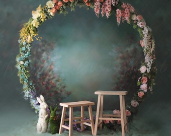 Easter Backdrop, Easter digital Backdrop, digital Background, Digital Prop, easter bunny background, floral hoop, easter composite