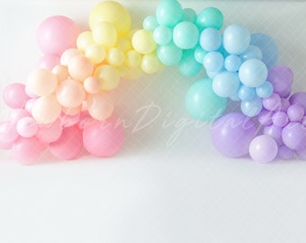 Rainbow digital Backdrop, rainbow balloon  Backdrop, digital Background, Digital Prop, cake smash background