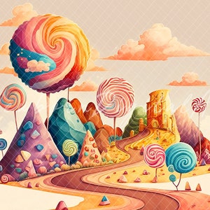 Candy land theme backdrop, printable Backdrop, Digital backdrop, sweets backdrop, candy backdrop, two sweet, lollipops