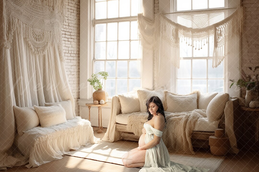Cream Boho Backdrop, Room Backdrop, Boho Background, Soft Boho, Digital ...