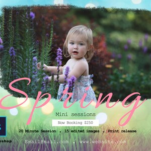Spring mini session template, photography marketing template, mini session template, mini session marketing board, spring minis