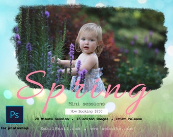 Spring mini session template, photography marketing template, mini session template, mini session marketing board, spring minis