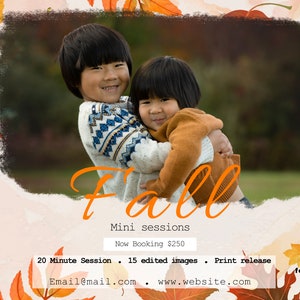 Herbst Mini Session Vorlage, Fotografie Marketing Vorlage, Mini Session Vorlage, Mini Session Marketing Board, Herbst Minis