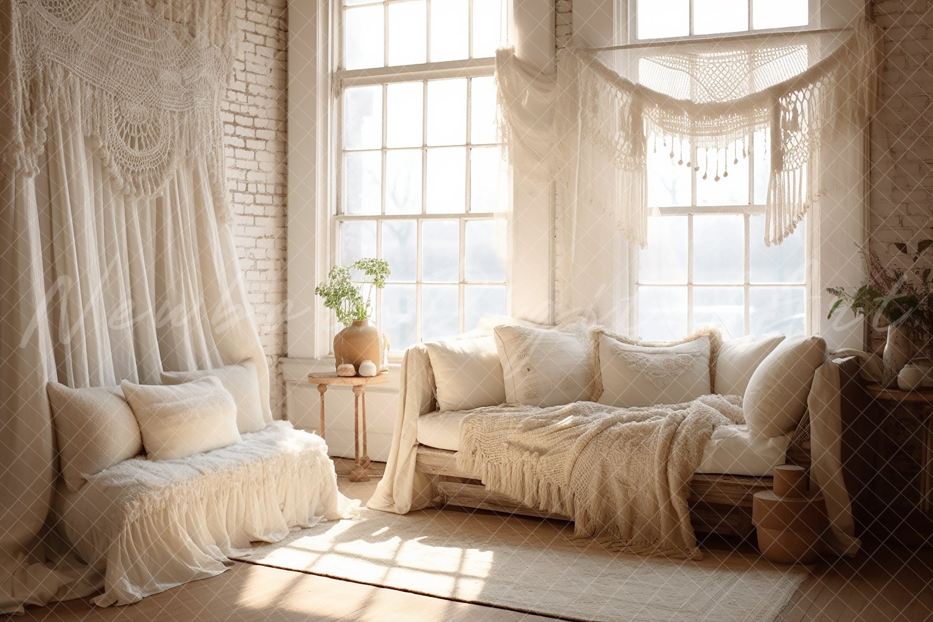 Boho Backdrop, Room Backdrop, Boho Background, Cream Boho, Digital Room ...