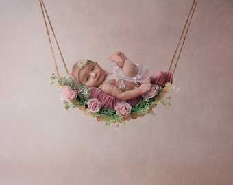 Newborn digital Backdrop, Newborn digital flower swing, Newborn Background, Digital Prop, Digital Newborn swing prop, pink rose swing