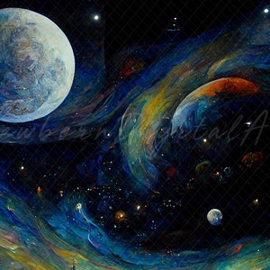 Outer Space achtergrond, digitale achtergrond, planeten achtergrond, astronaut achtergrond, afdrukbare achtergrond, galaxy achtergrond